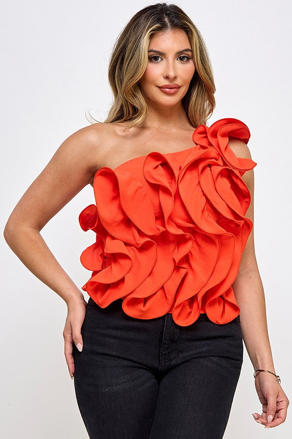 Blusa Naranja con Holanes