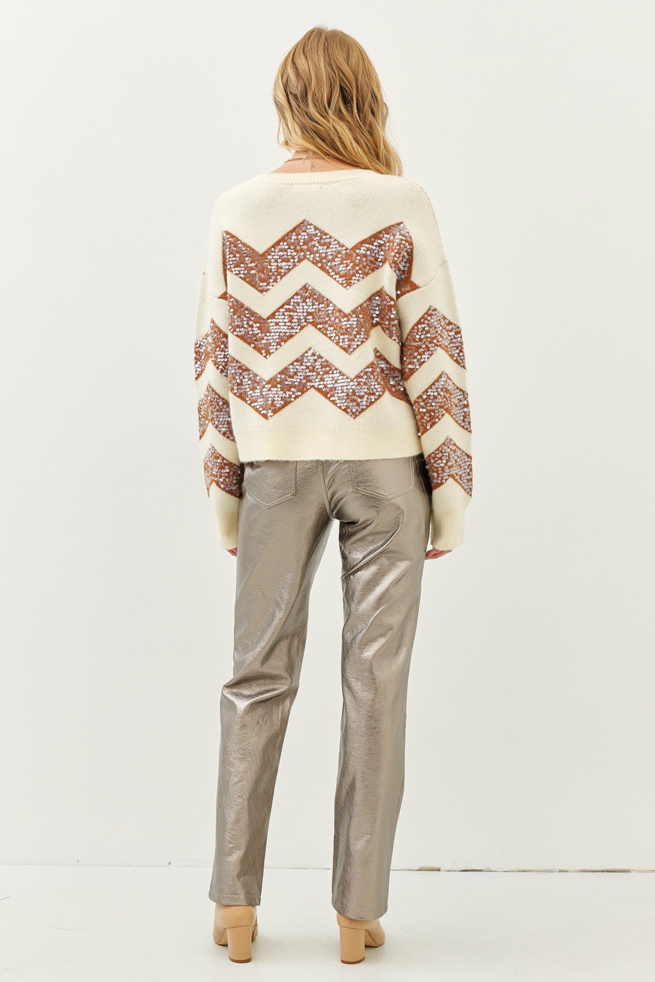 Sueter Cafe con Lentejuelas