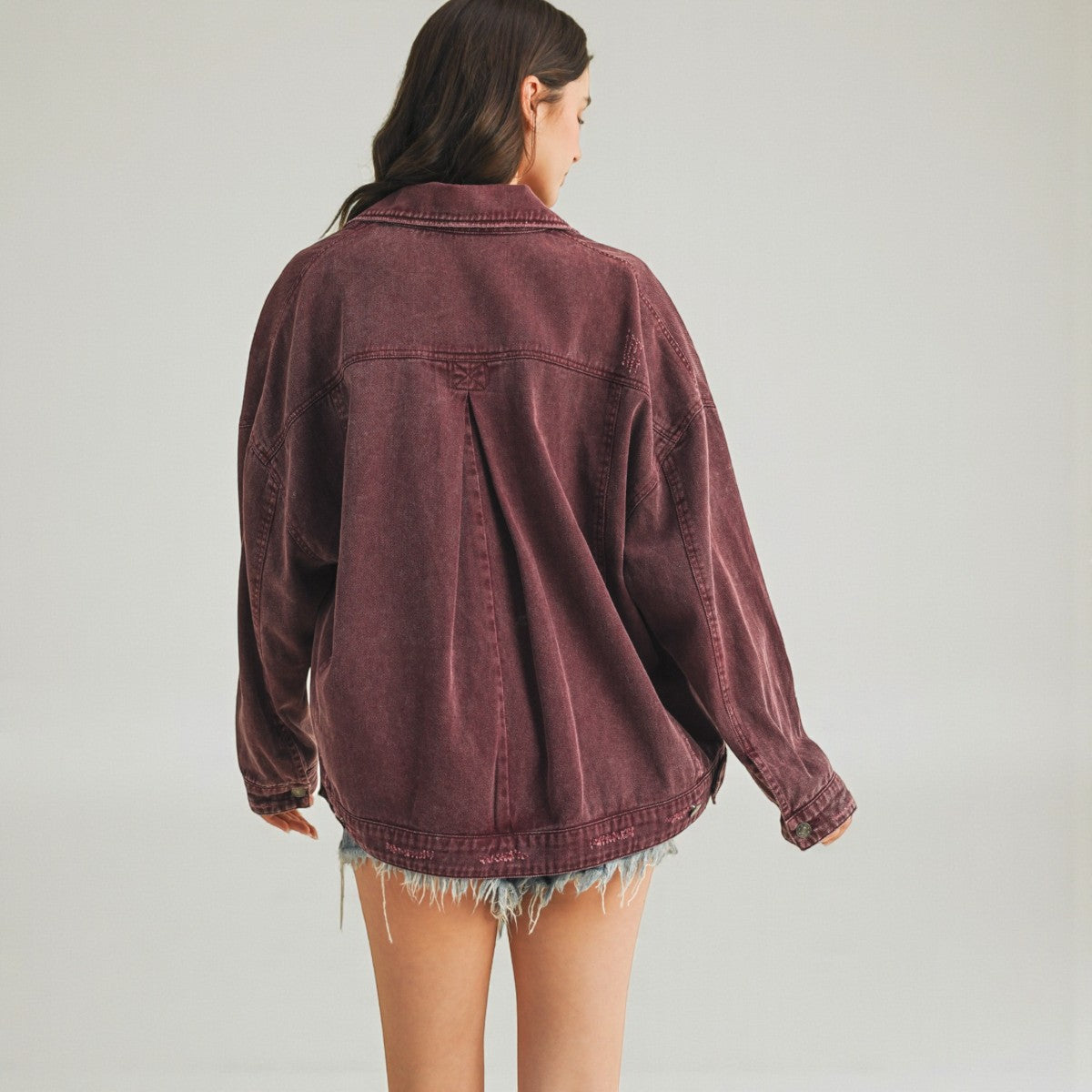 Chamarra Guinda de Mezclilla