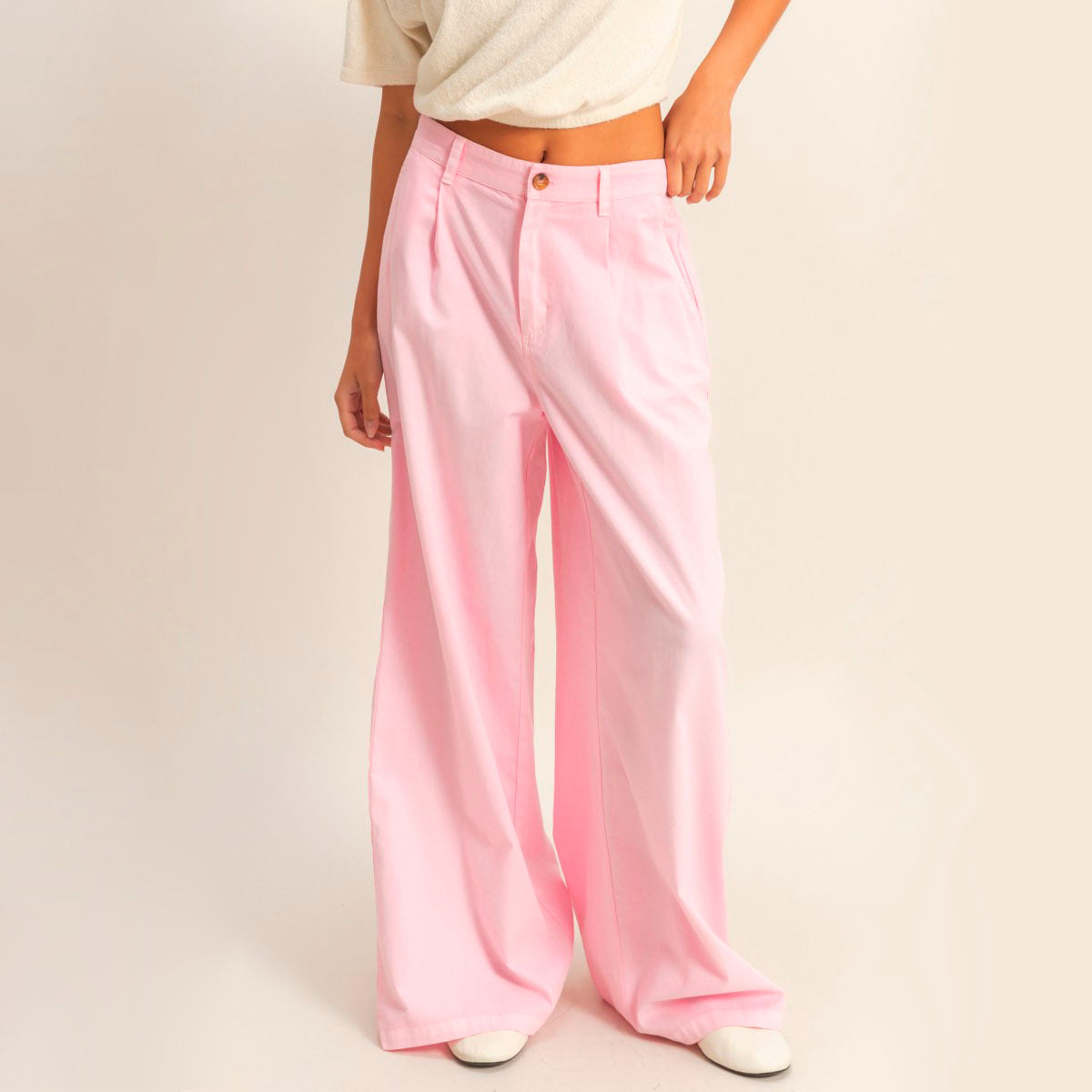 Pantalon Rosa Tiro Alto