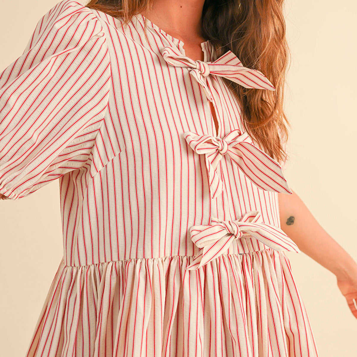 Vestido Beige de Rayas