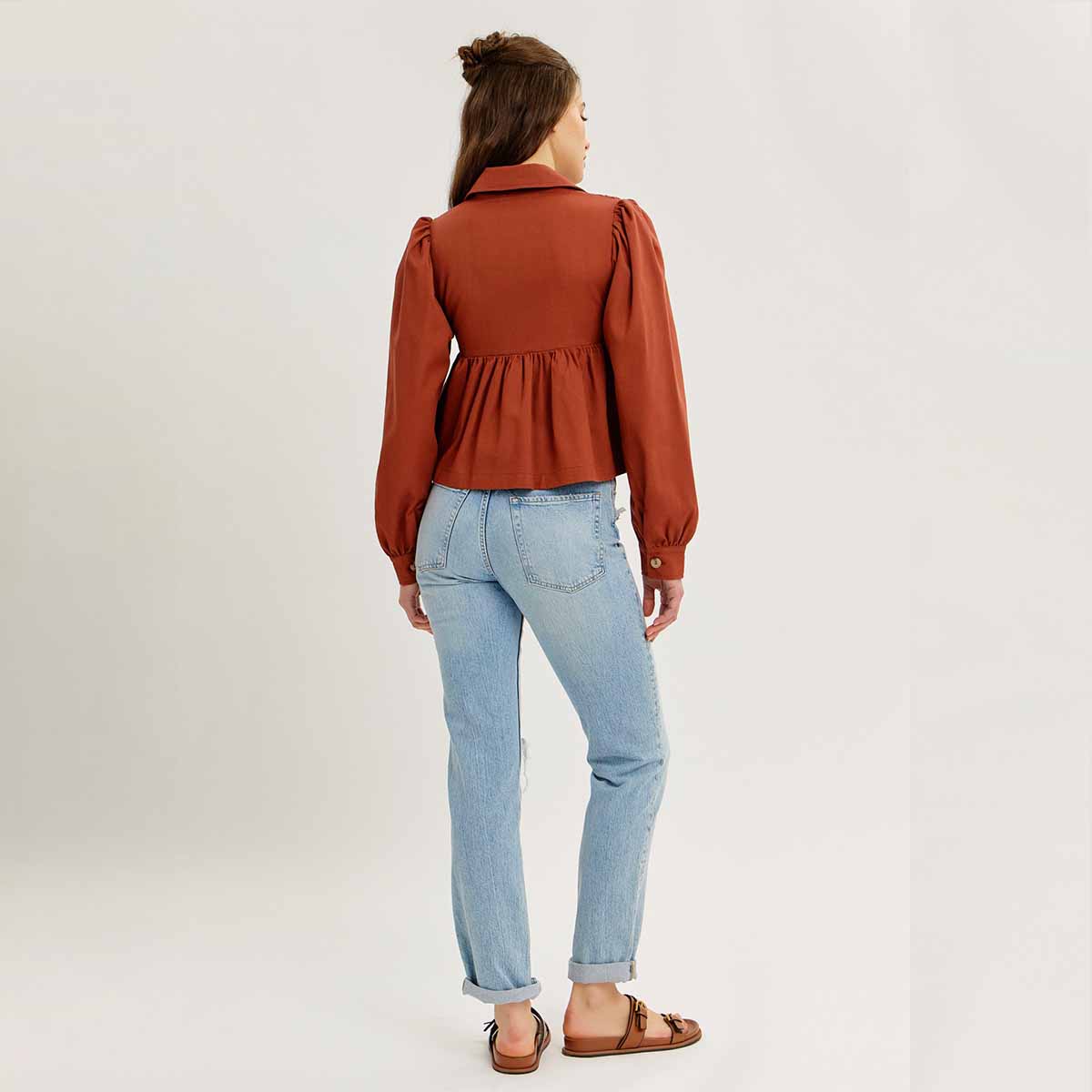 Blusa Ladrillo con Detalle de Lazo