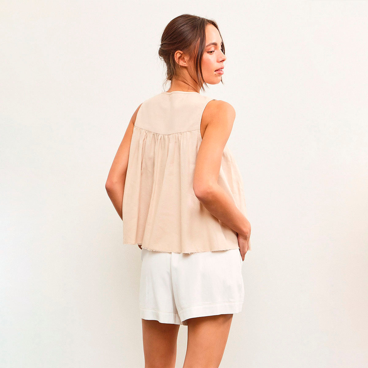 Blusa Beige Plisada