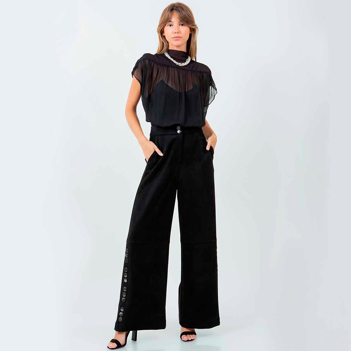 Pantalon Negro con Detalles