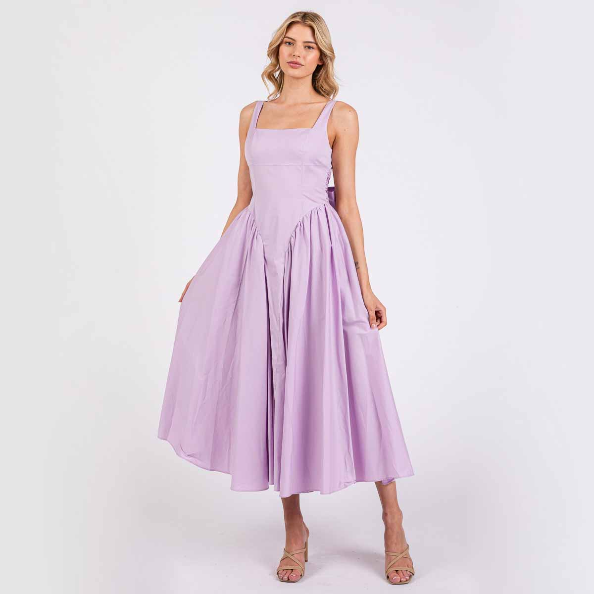 Vestido Lila con Moño en Espalda