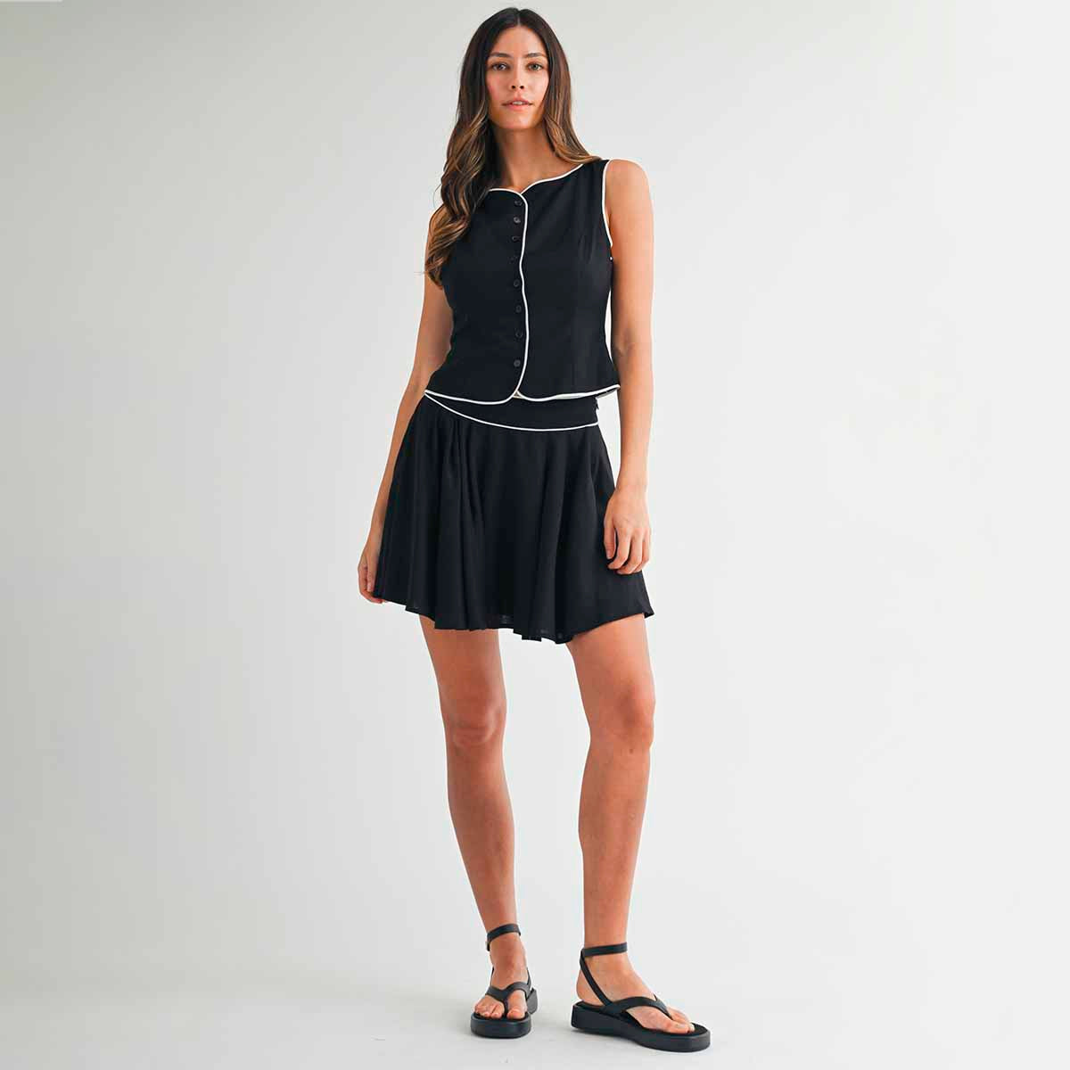 Set negro Plisado