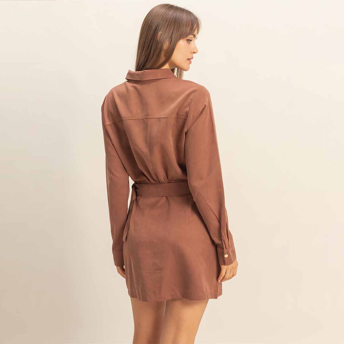 Vestido Camisero Cafe