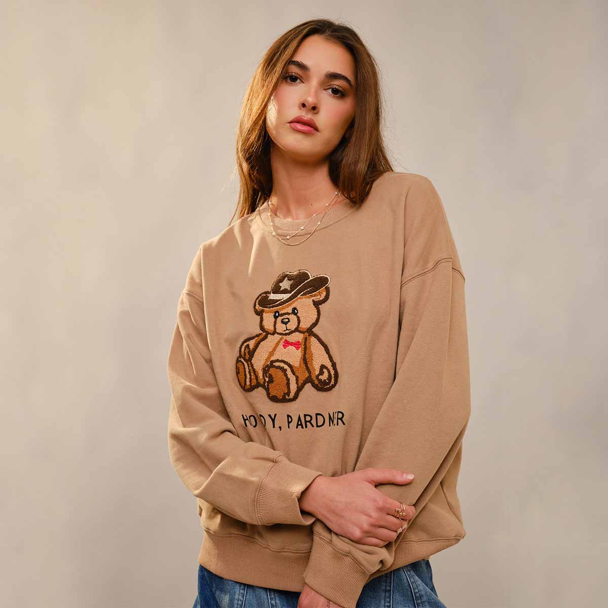 Sudadera Taupe con Estampado