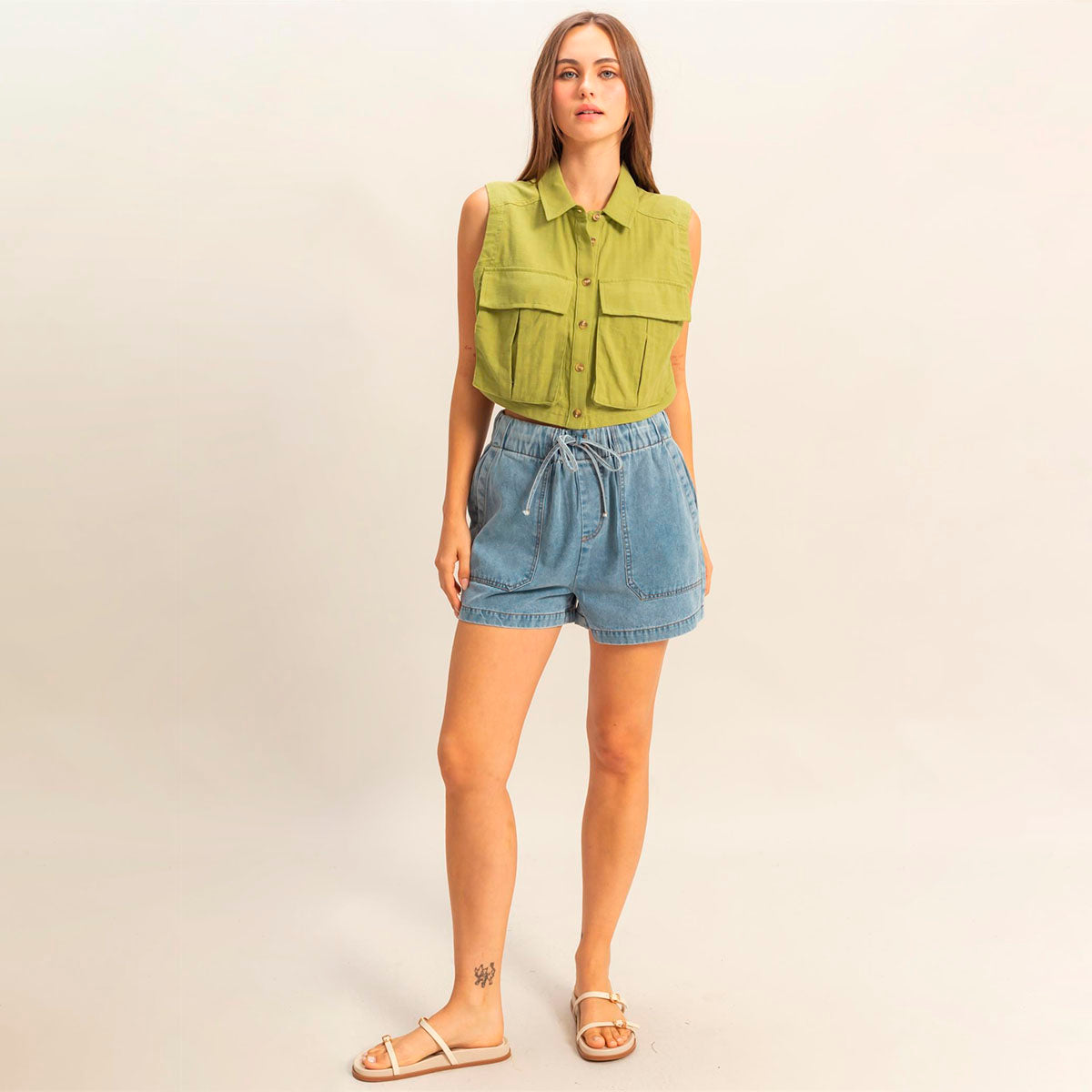 Blusa Verde sin Mangas