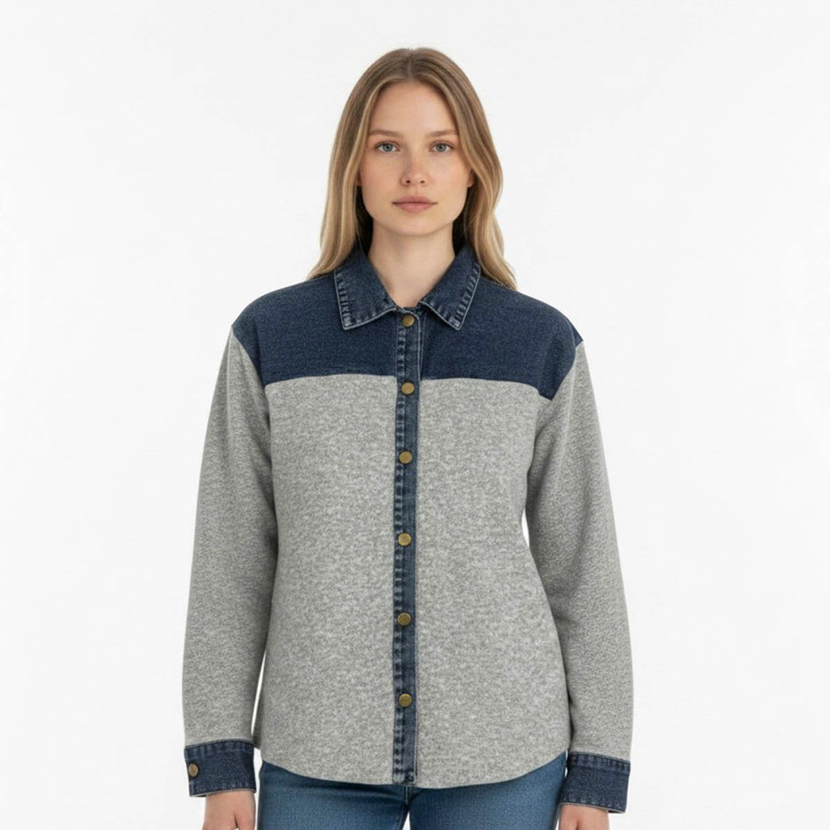 Chamarra Gris con Mezclilla