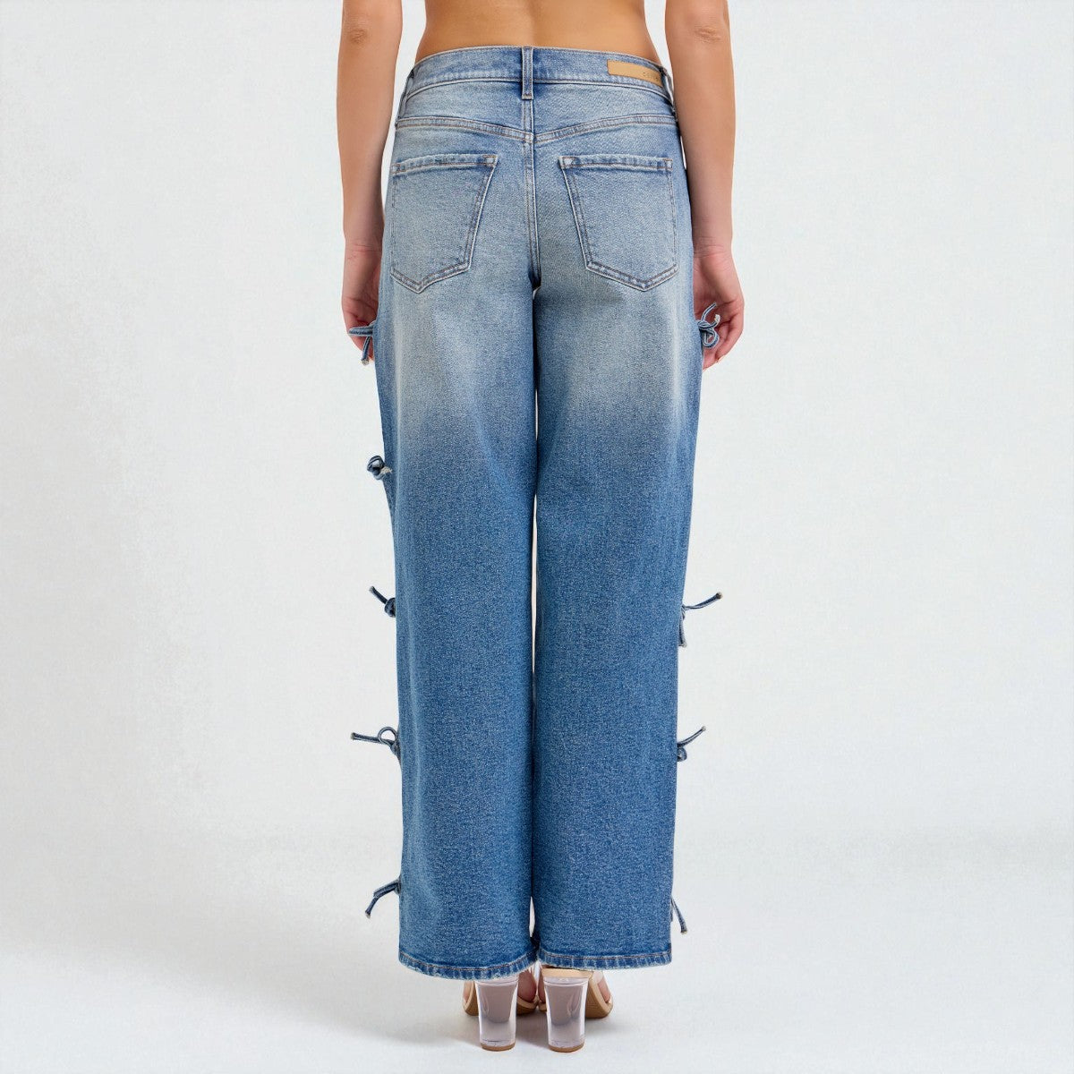 Jeans Azul con Detalles Laterales