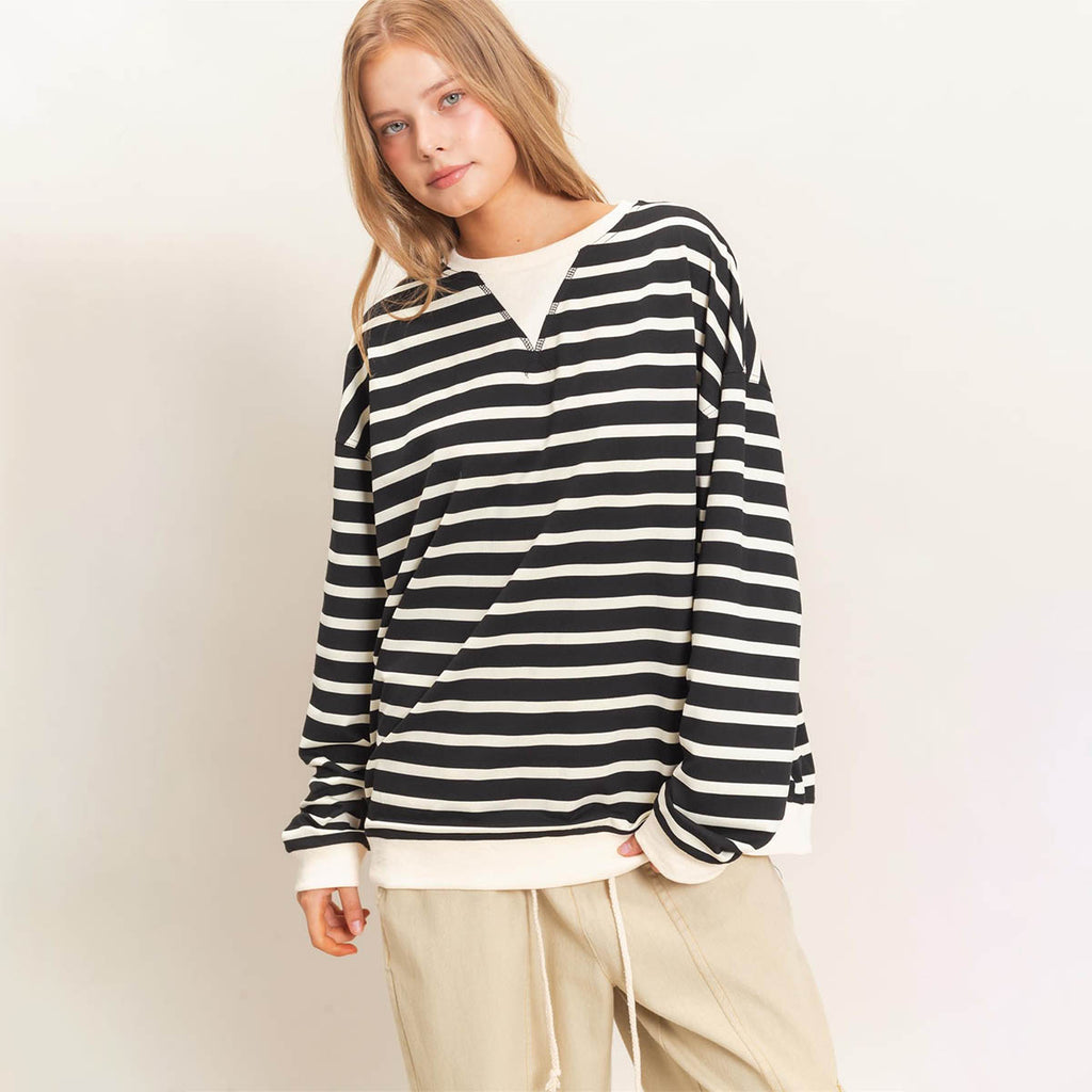 Blusa Negra de Rayas