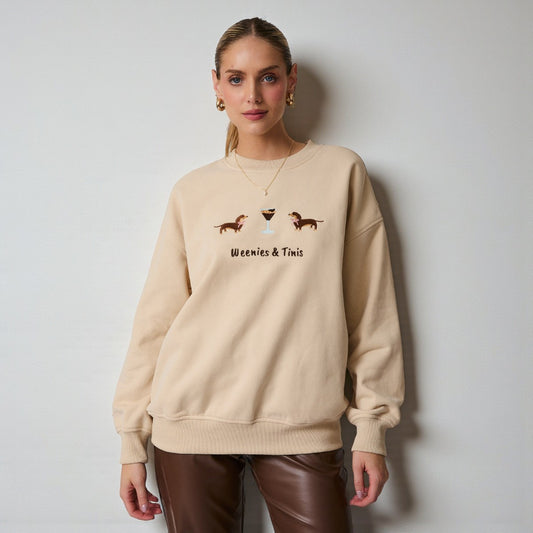 Sudadera Beige con Estampado al Frente