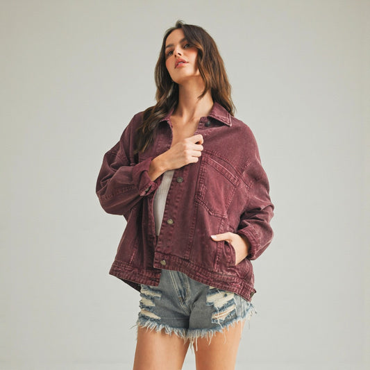 Chamarra Guinda de Mezclilla