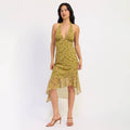 Vestido Mostaza con Estampado
