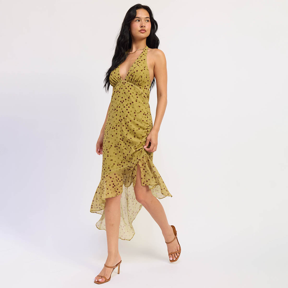 Vestido Mostaza con Estampado