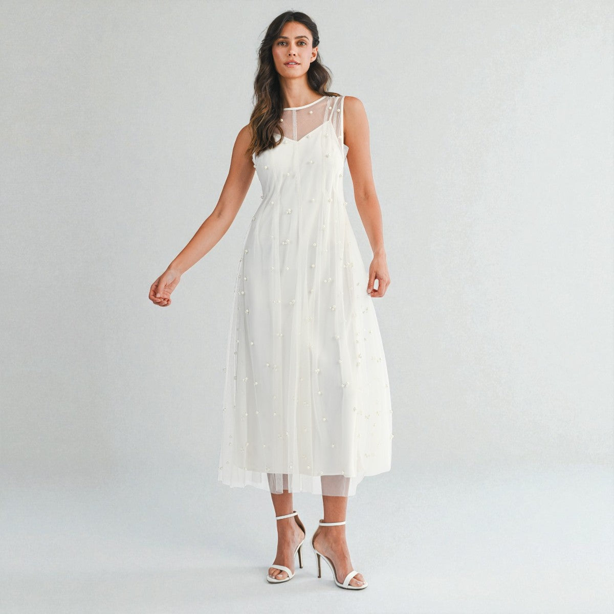 Vestido Blanco con Transparencia