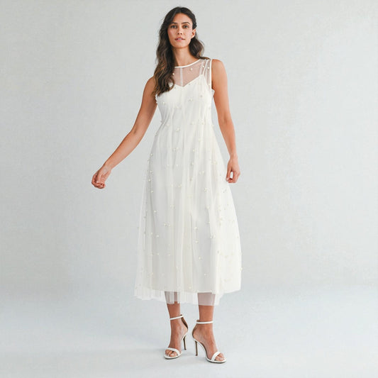 Vestido Blanco con Transparencia