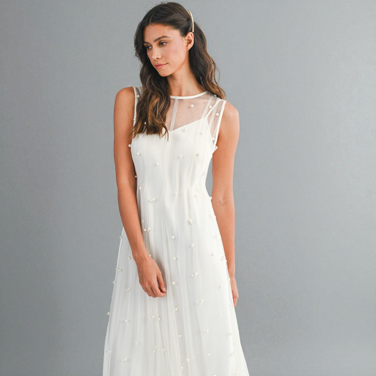 Vestido Blanco con Transparencia