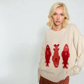Sueter Beige con Estampado