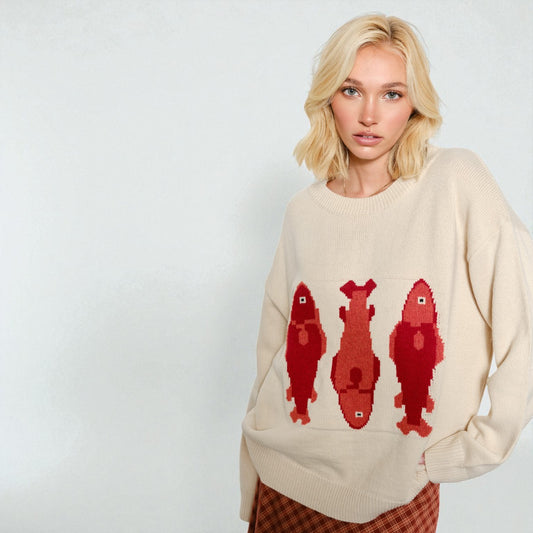 Sueter Beige con Estampado