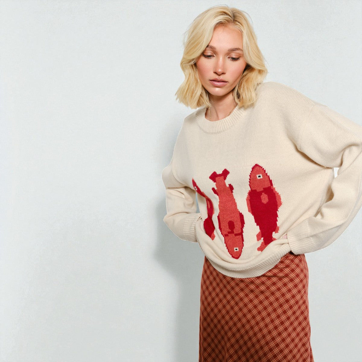 Sueter Beige con Estampado