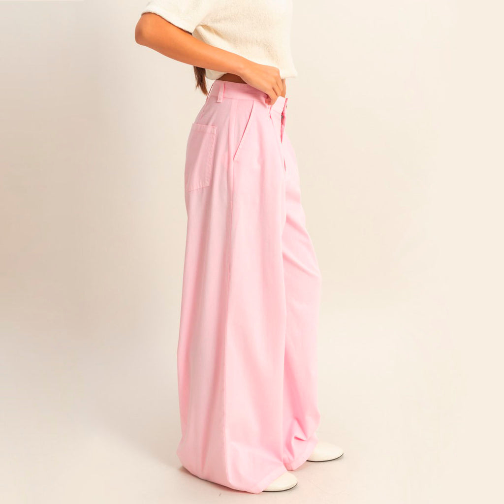 Pantalon Rosa Tiro Alto