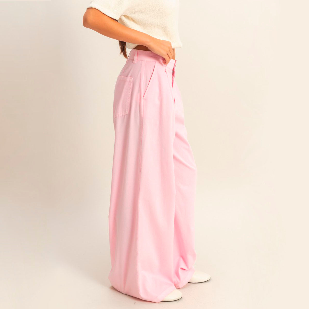 Pantalon Rosa Tiro Alto