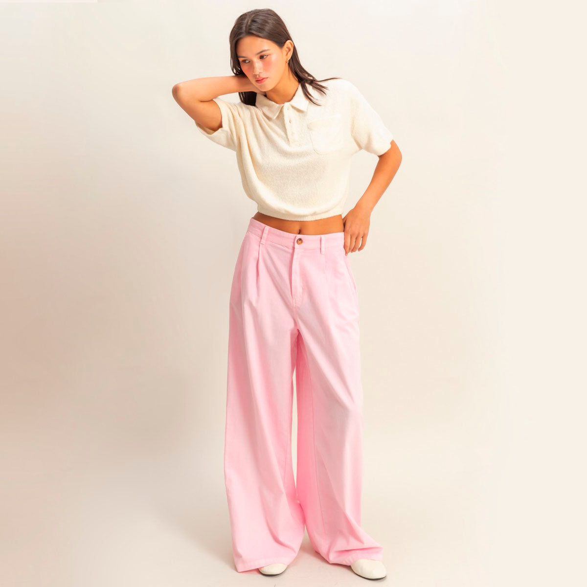 Pantalon Rosa Tiro Alto