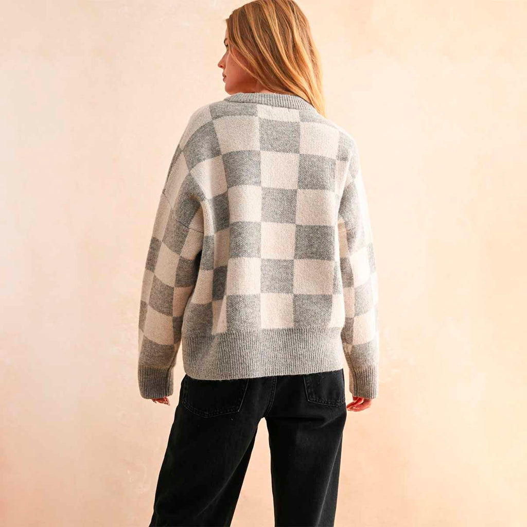 Sueter Gris de Cuadros