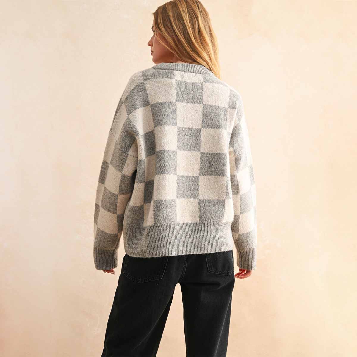 Sueter Gris de Cuadros