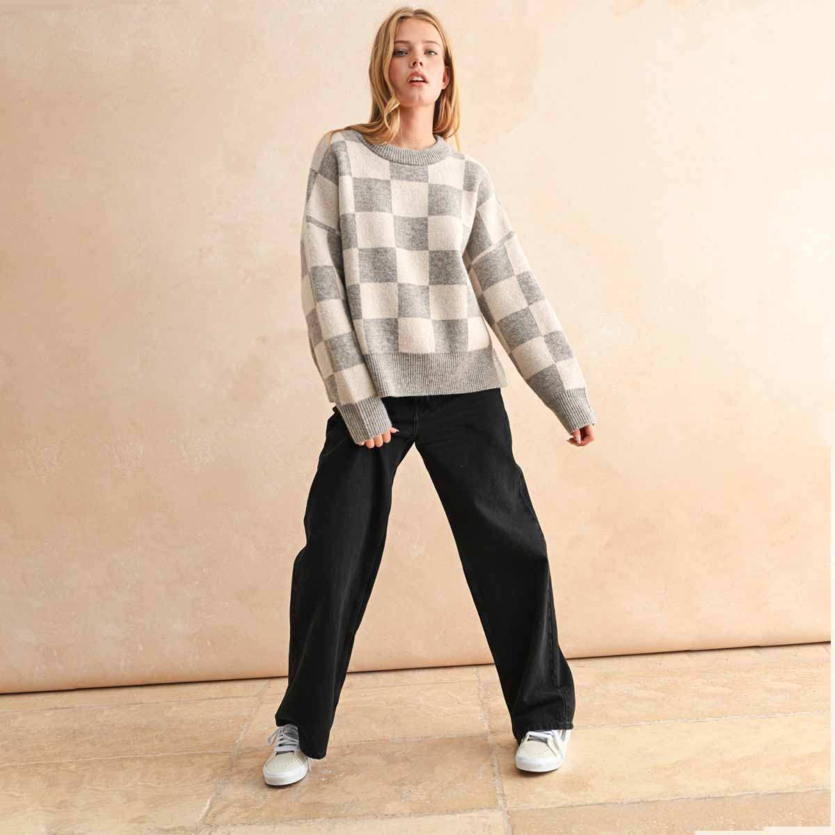 Sueter Gris de Cuadros