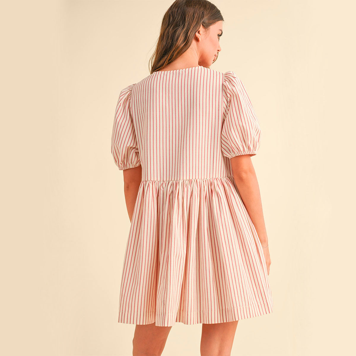 Vestido Beige de Rayas