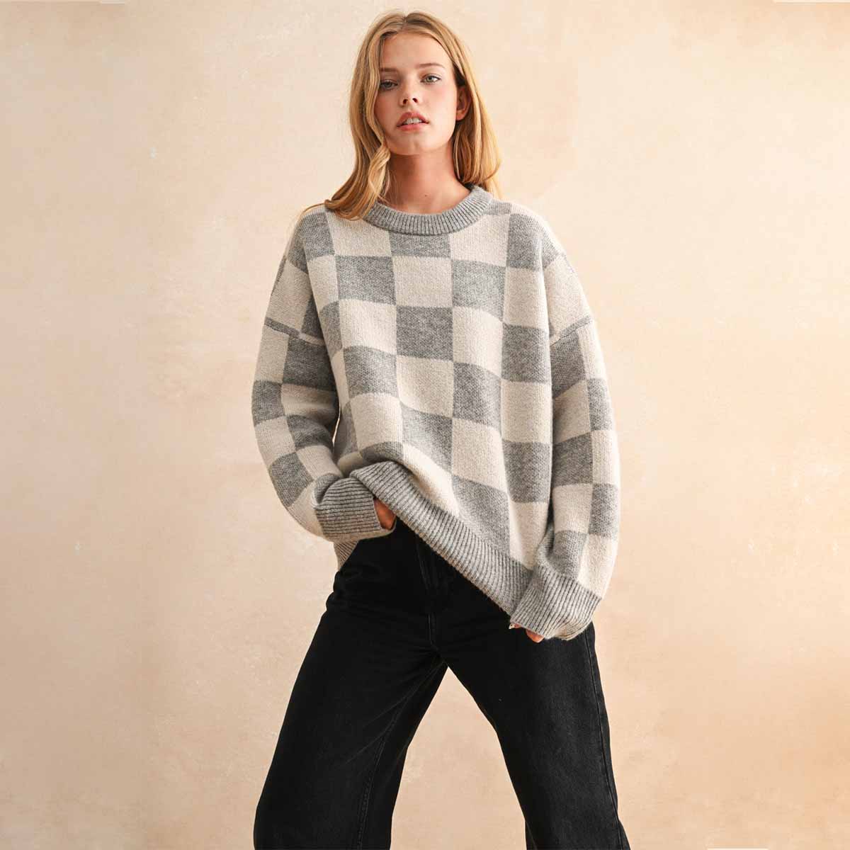 Sueter Gris de Cuadros
