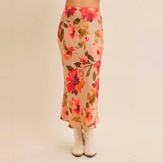 Falda Beige con Estampado