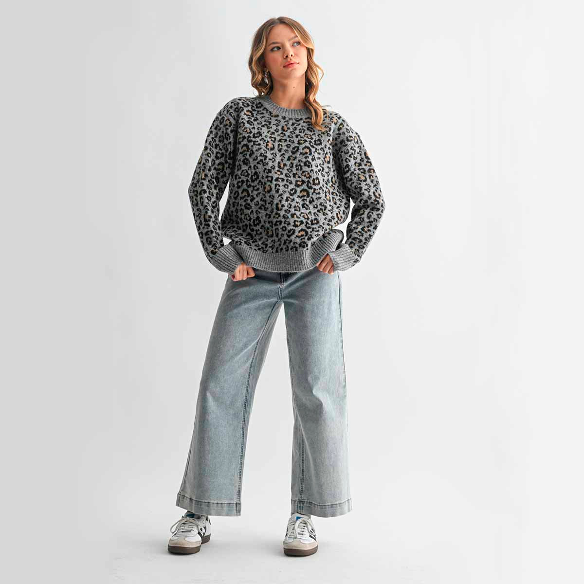 Sueter Azul Animal Print
