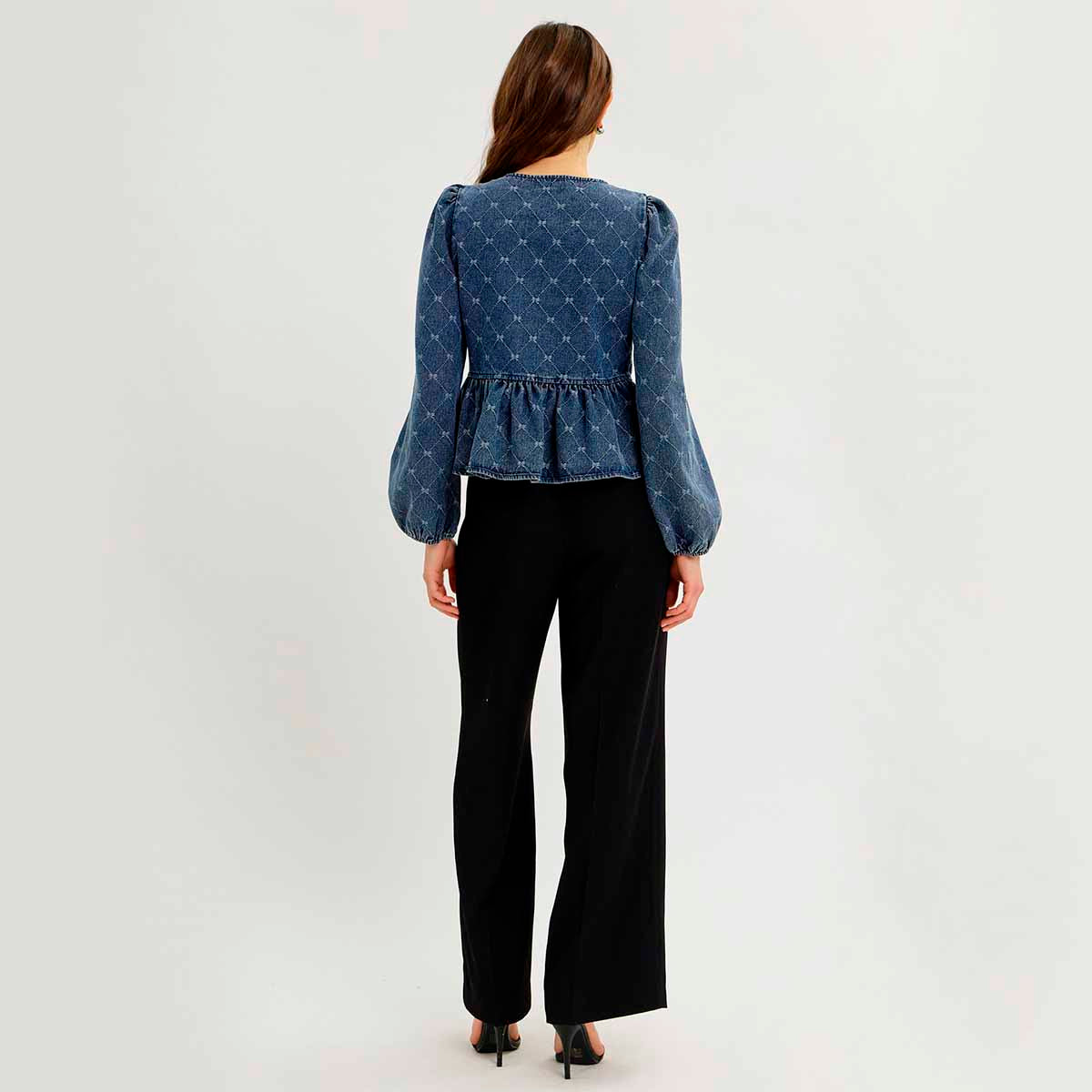Blusa Azul con Moños