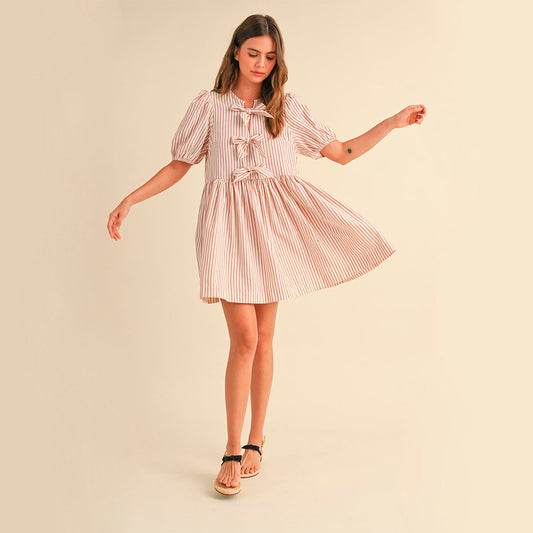 Vestido Beige de Rayas