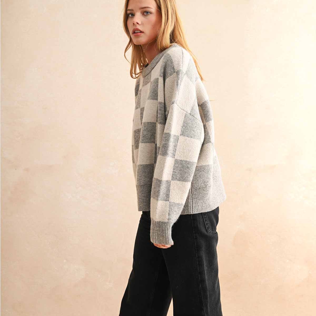 Sueter Gris de Cuadros