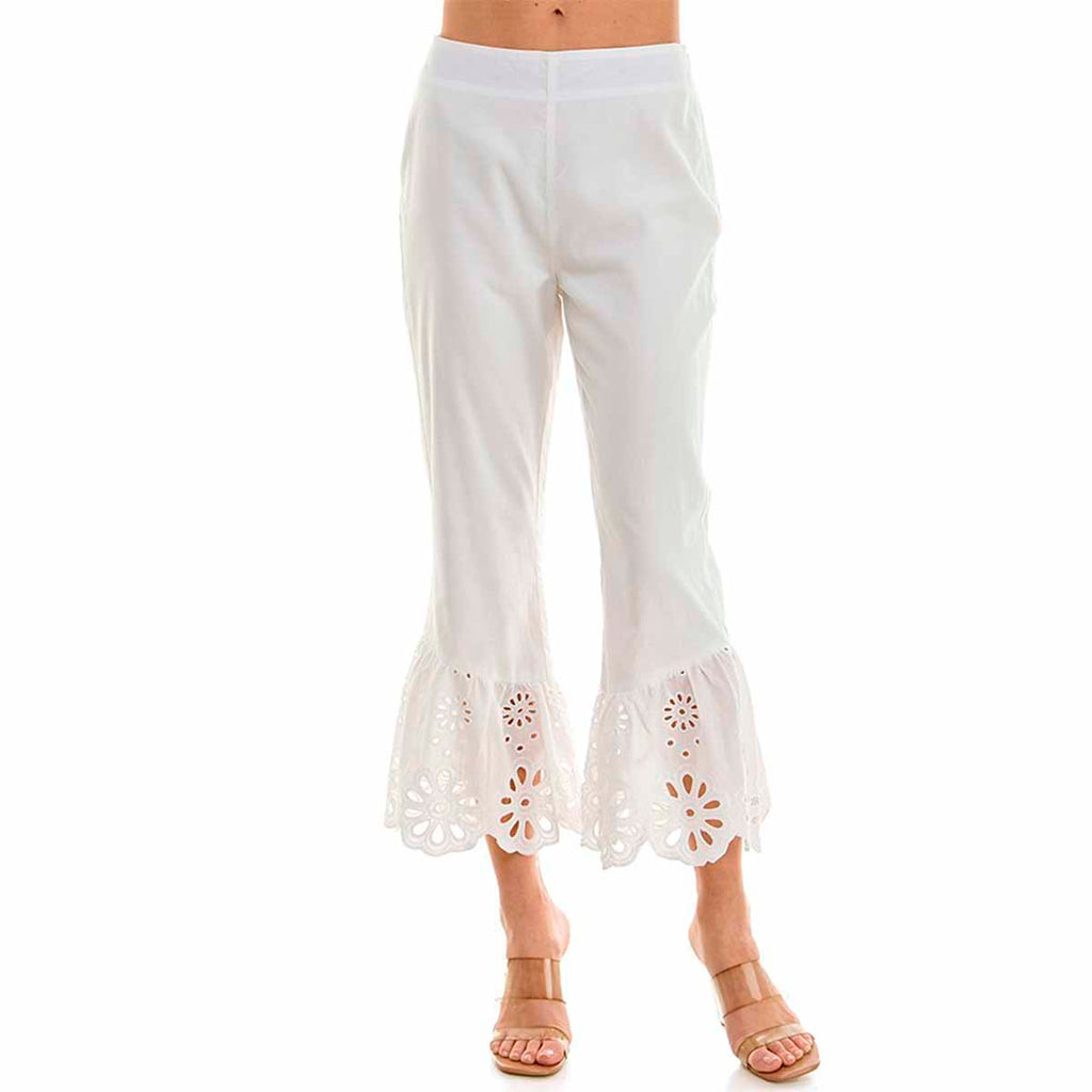 Pantalon Blanco con Detalles Bordados