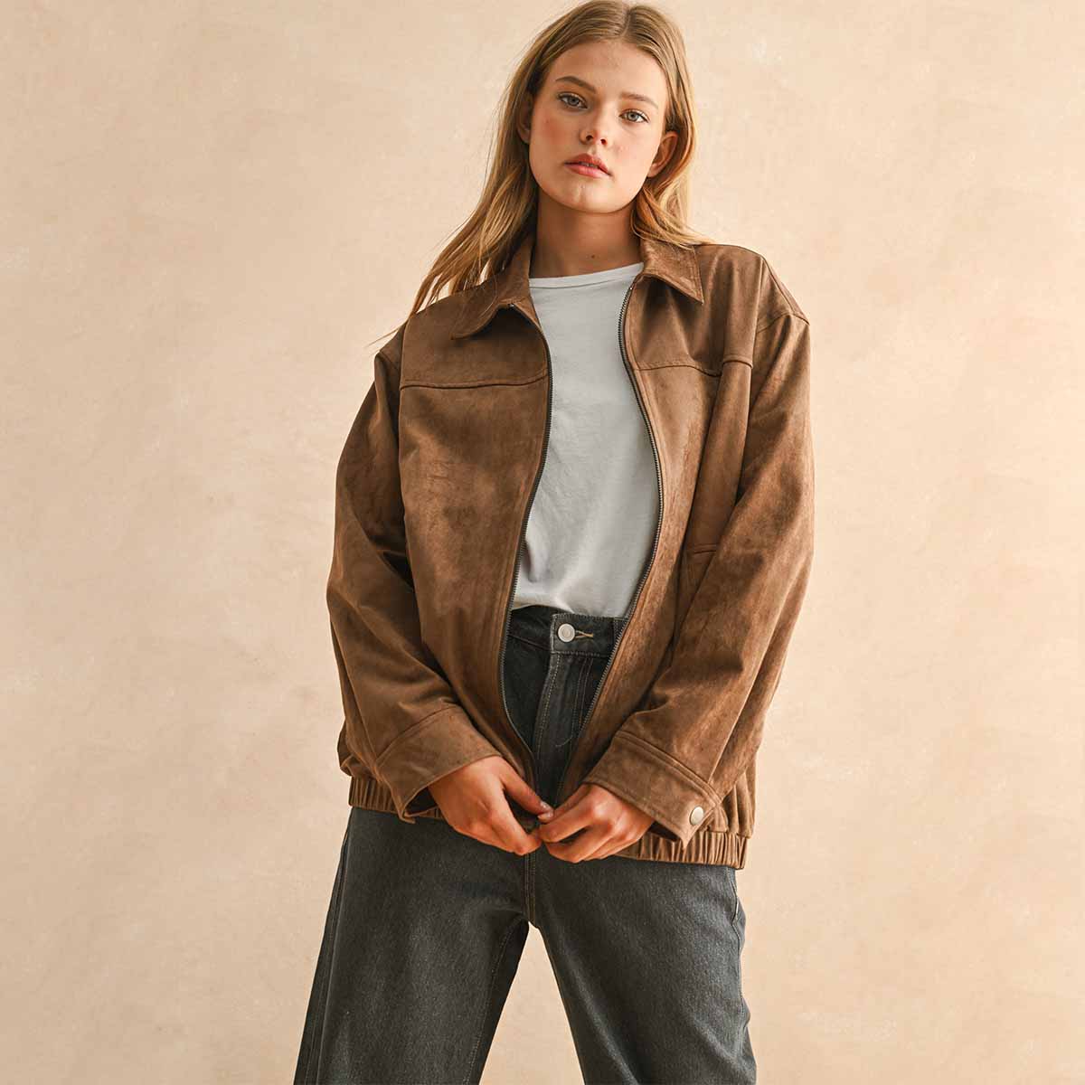 Chamarra Cafe Gamuza