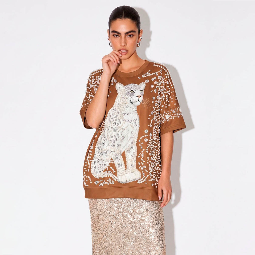 Blusa Cafe con Estampado