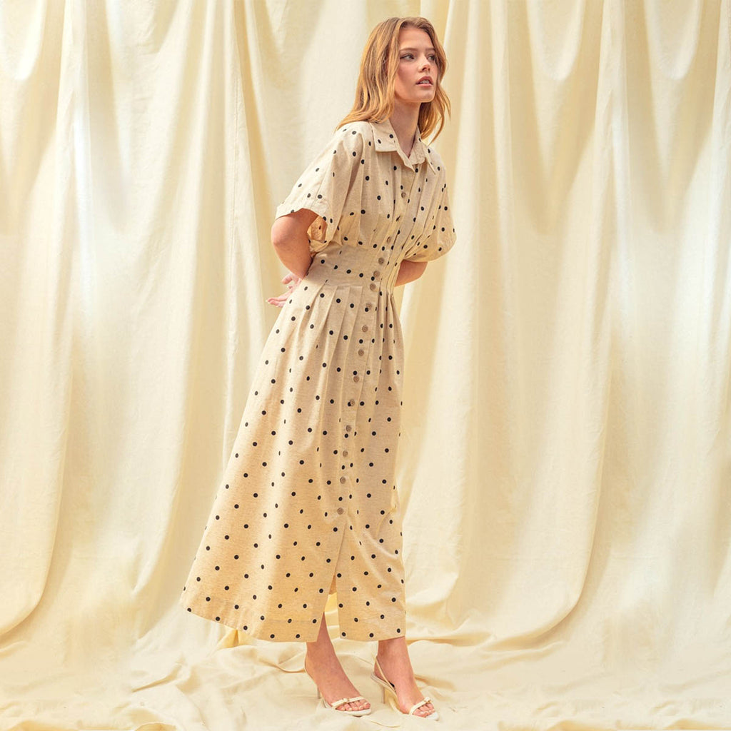 Vestido Beige con Estampado