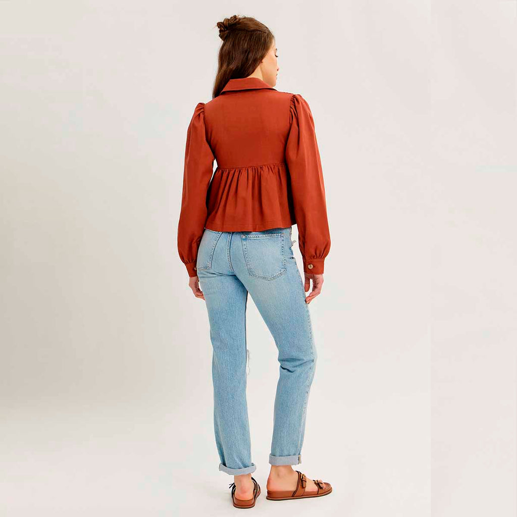 Blusa Ladrillo con Detalle de Lazo
