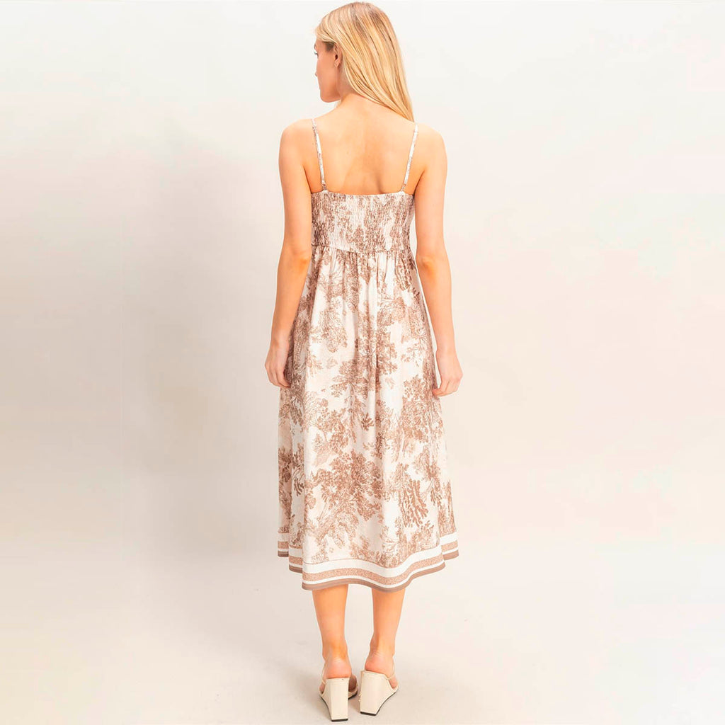Vestido Beige con Estampado