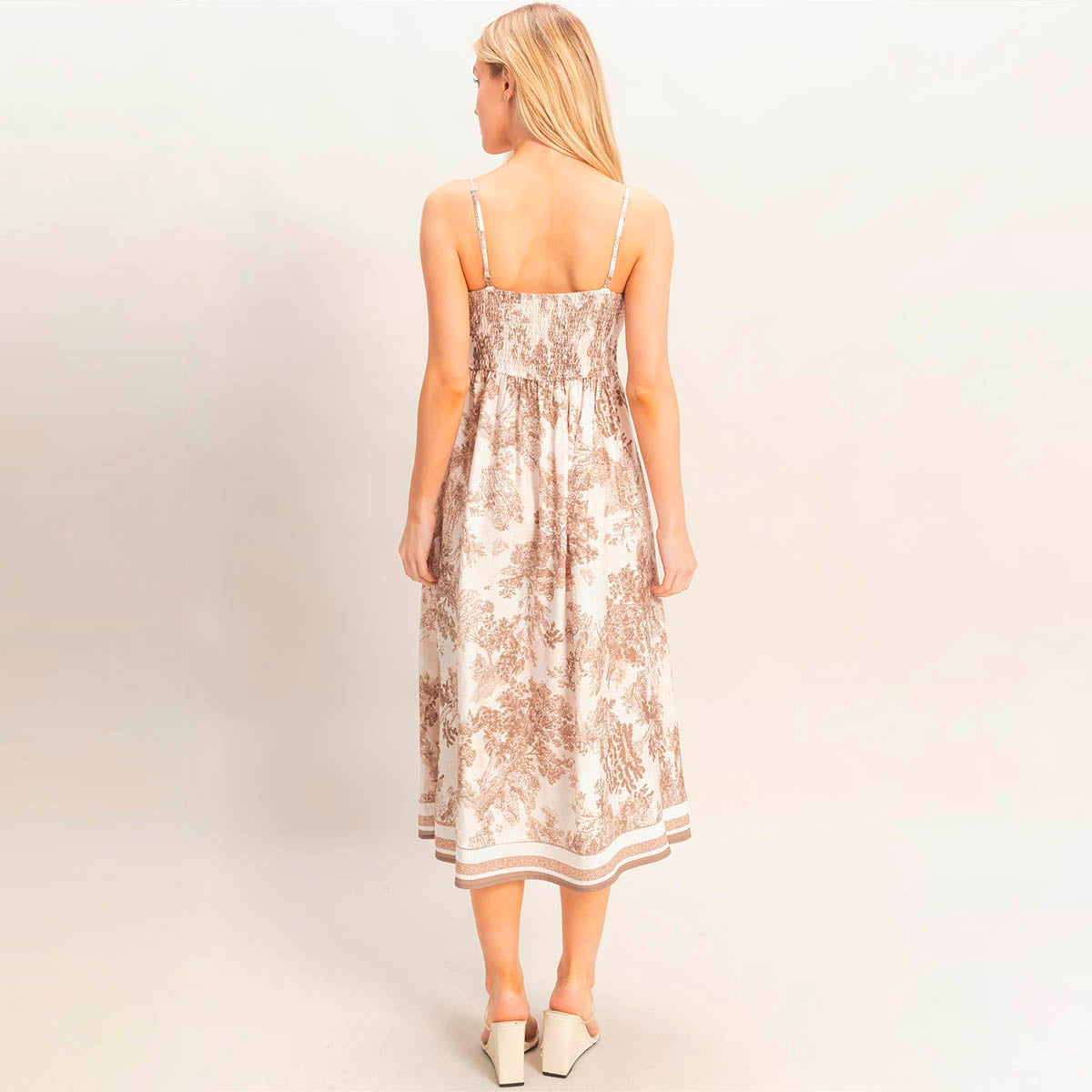 Vestido Beige con Estampado