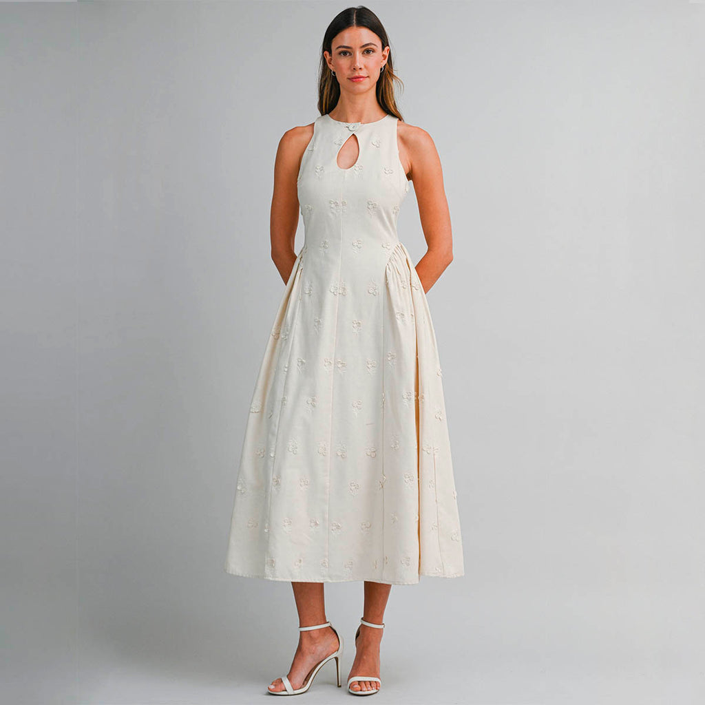 Vestido Hueso con Detalles