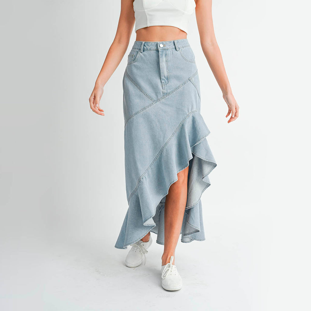 Falda Azul Asimetrica