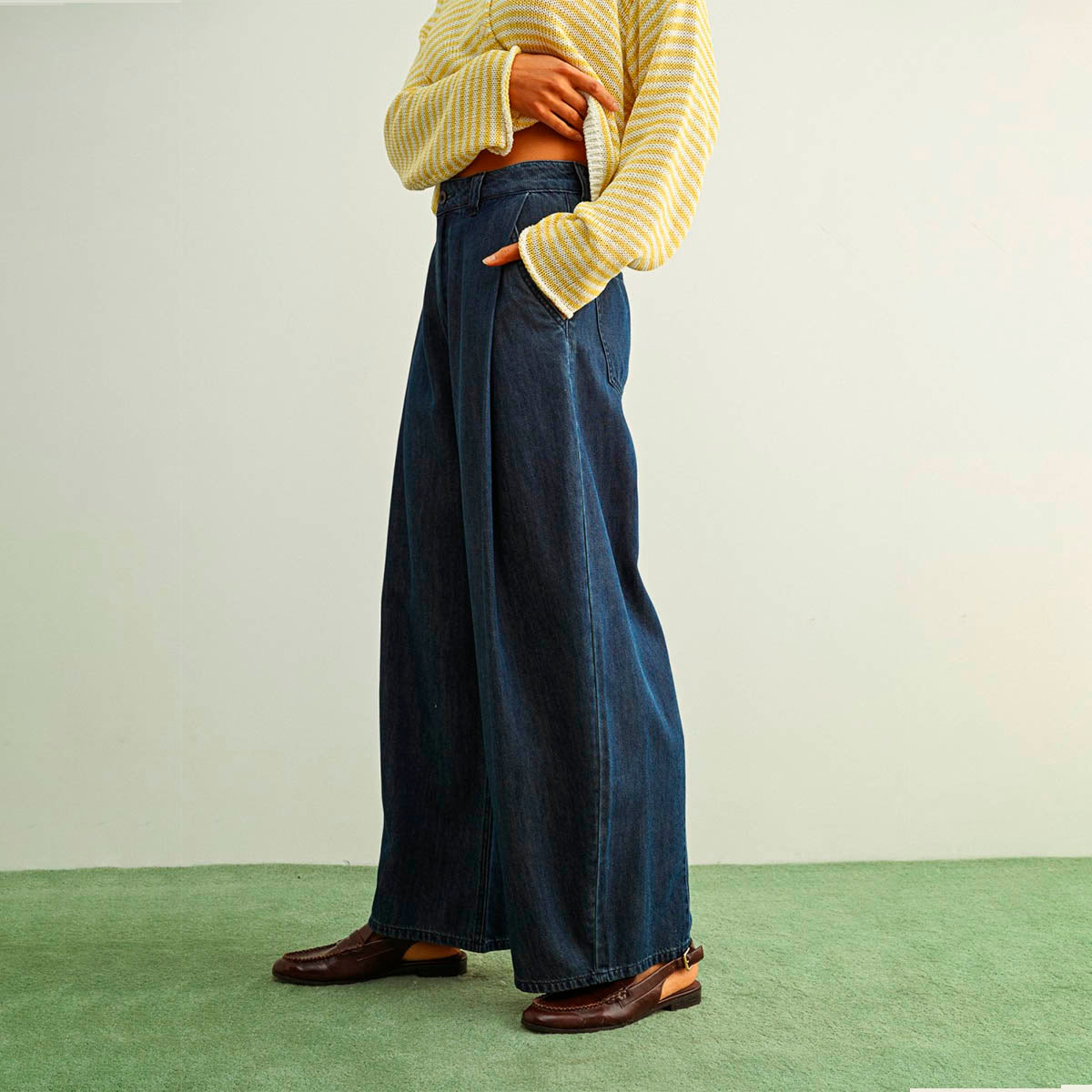 Pantalon Azul Pierna Ancha