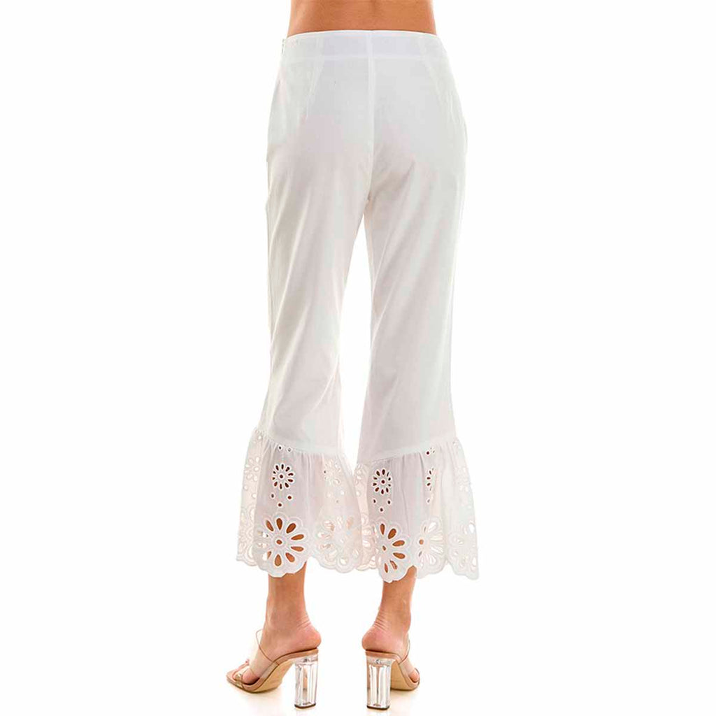 Pantalon Blanco con Detalles Bordados